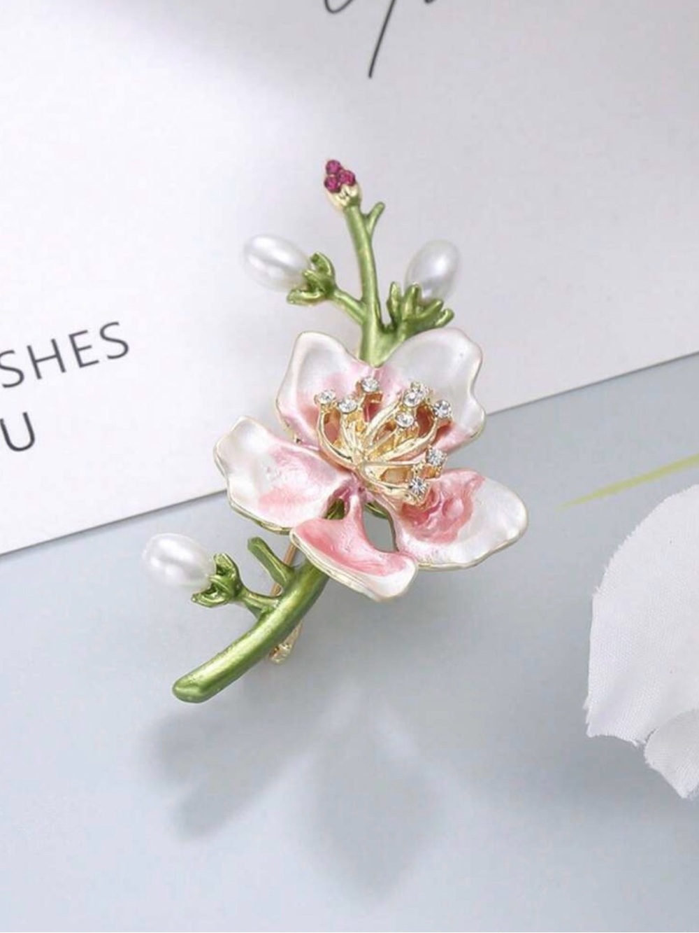 Magnolia Enamel Brooch